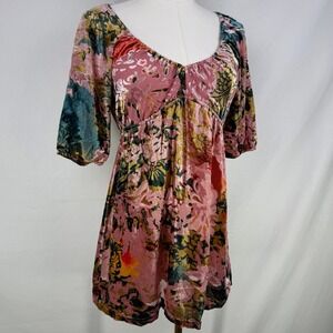 Hale Bob Dark Boho Velvet Burnout Mini Dress Whimsigoth Fairy Grunge Y2K